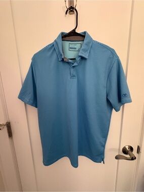 Twillory Light Blue Striped Performance Polo